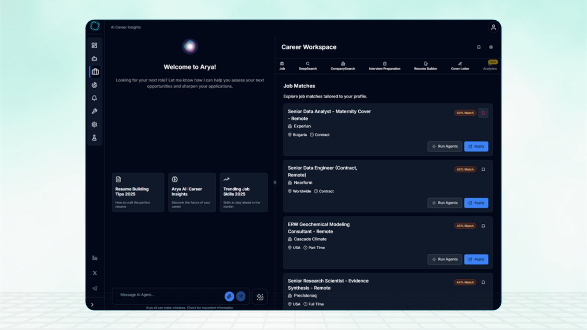 Arya — AI-powered career navigation platform